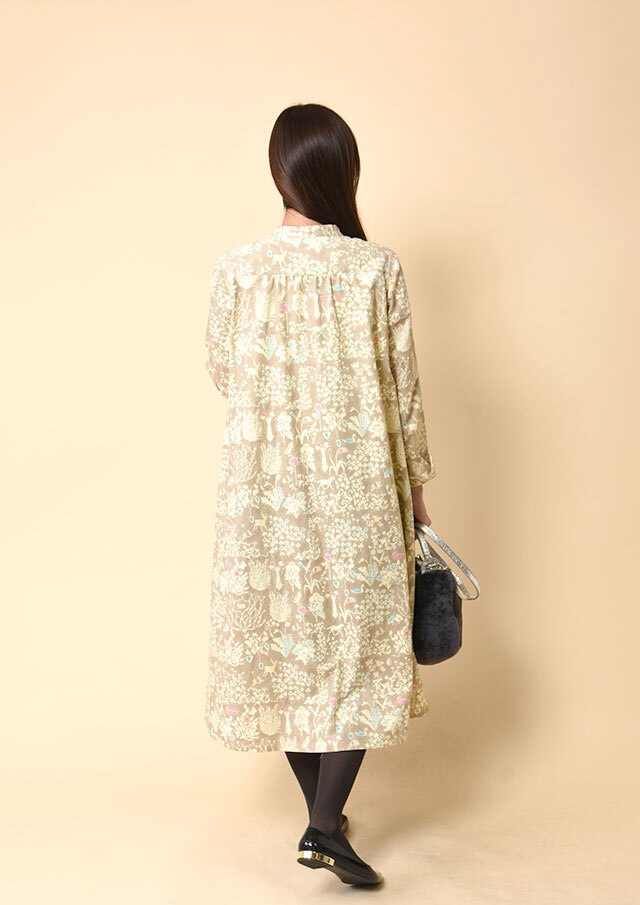 リバティコーデュロイAラインシャツワンピース