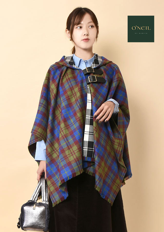 ◆ONeil_of_Dublin|オニール・オブ・ダブリン|ツイードフーデットケープ【253C】【26】