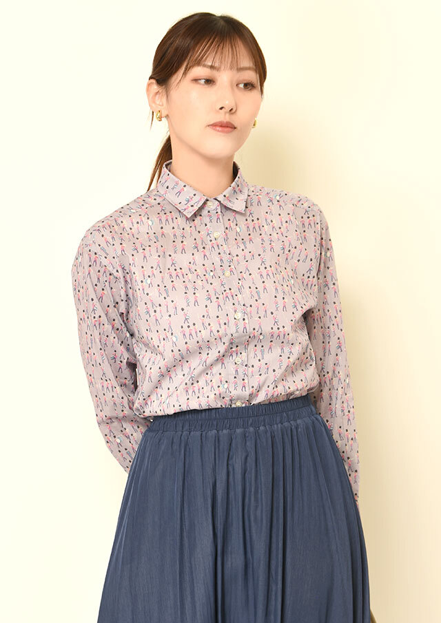 ◆リバティレギュラーカラードロップショルダーシャツ【2611040PN】【27】