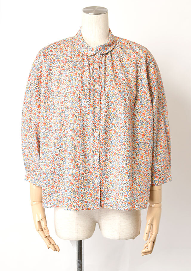 ◆リバティ重ね衿7分袖ビッグシャツ【2621039PH】【27】