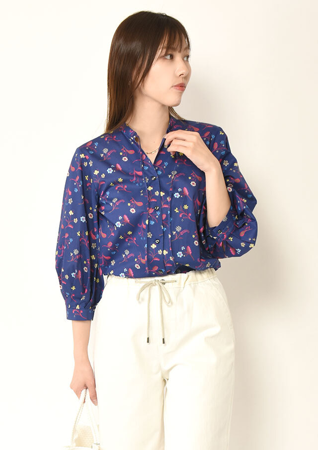 ◆リバティリボン付きスキッパー5分袖シャツ【2621039SH】【27】