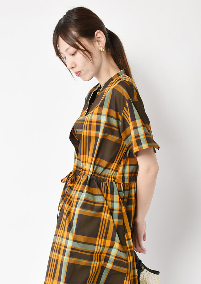 エアリーチェック柄シャツワンピース