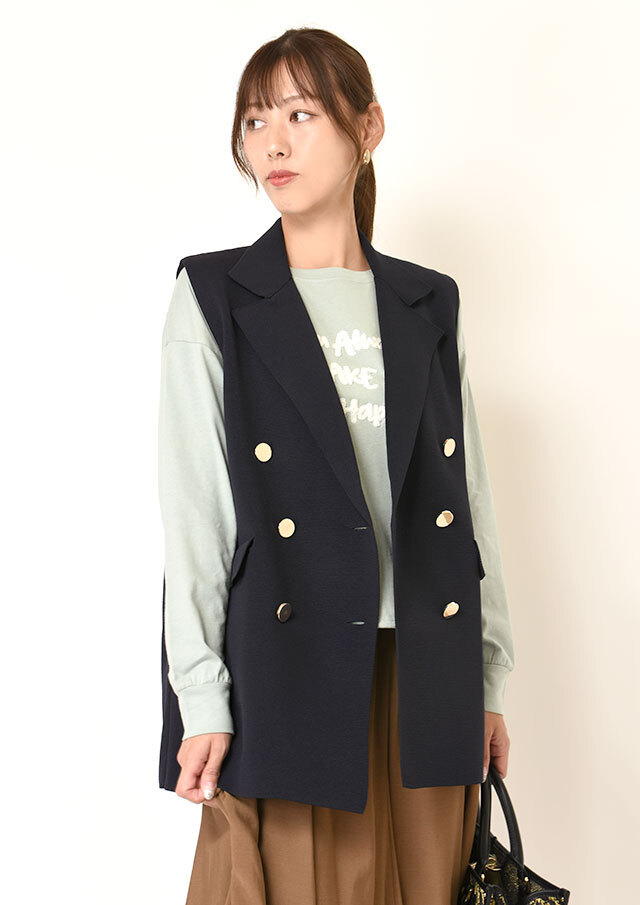 shirocon グレー ダブルボタン ノースリーブベスト 36 shirocon グレー ダブルボタン ノースリーブベスト 36