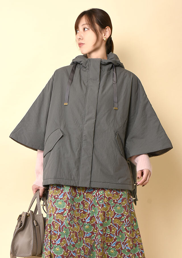 ◆中綿フーデッドポンチョ【6260-414】【26】