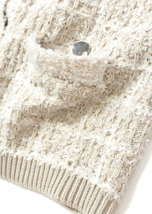 チェックツイードVネックカーディガン