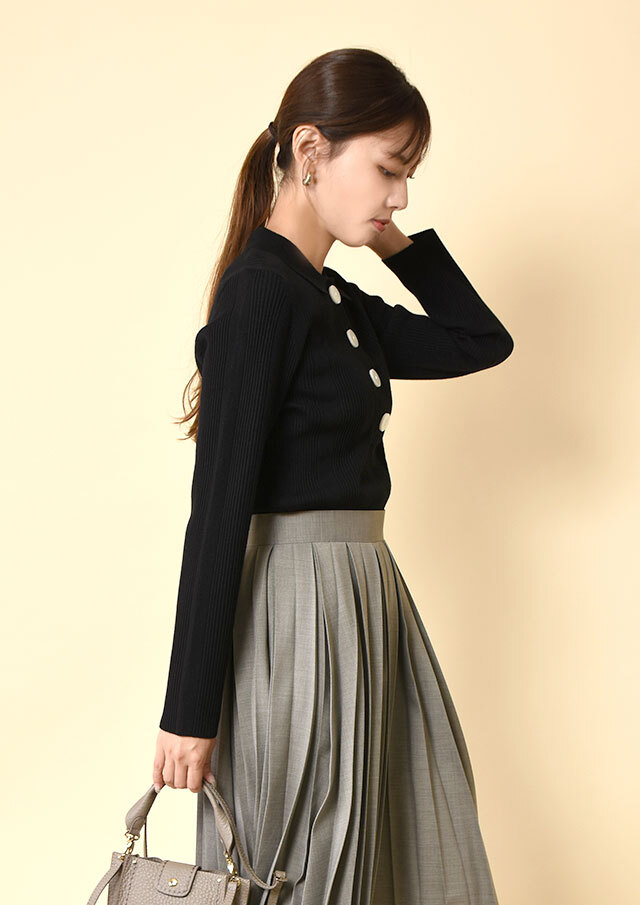 リブ編みポロニット