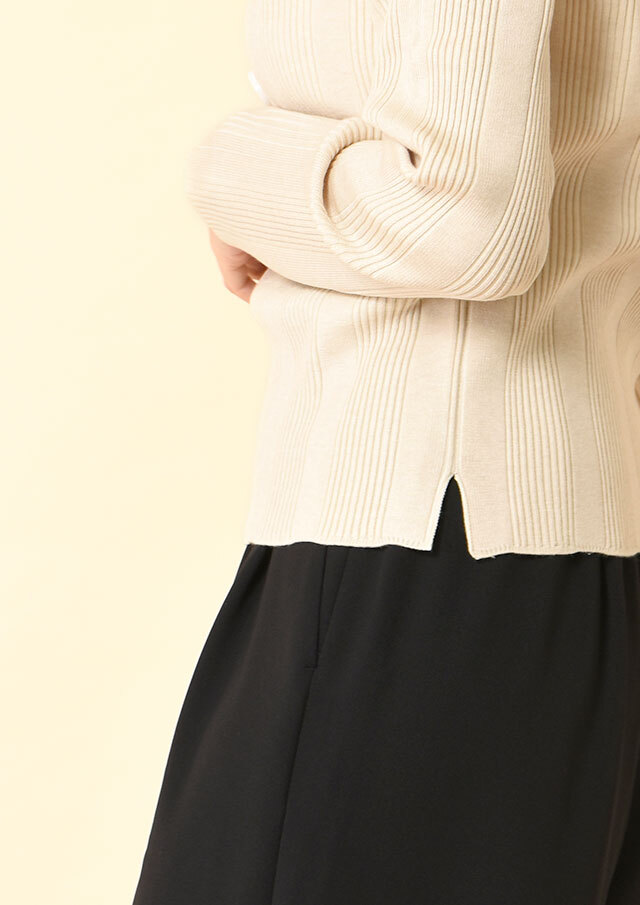 リブ編みポロニット