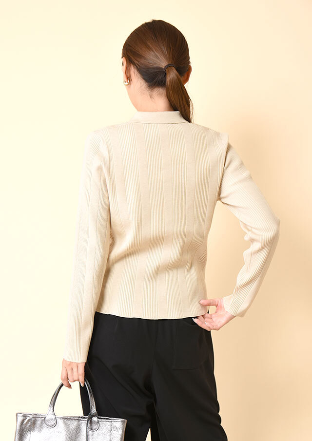 リブ編みポロニット