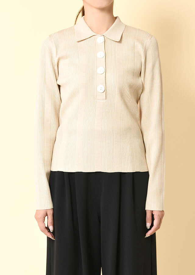 リブ編みポロニット