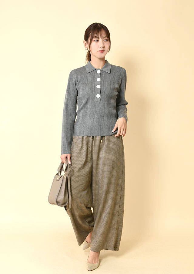 VIEDIT アニマルニットポロ グレー VIEDIT アニマルニットポロ グレー