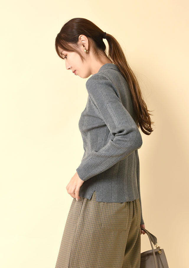 リブ編みポロニット