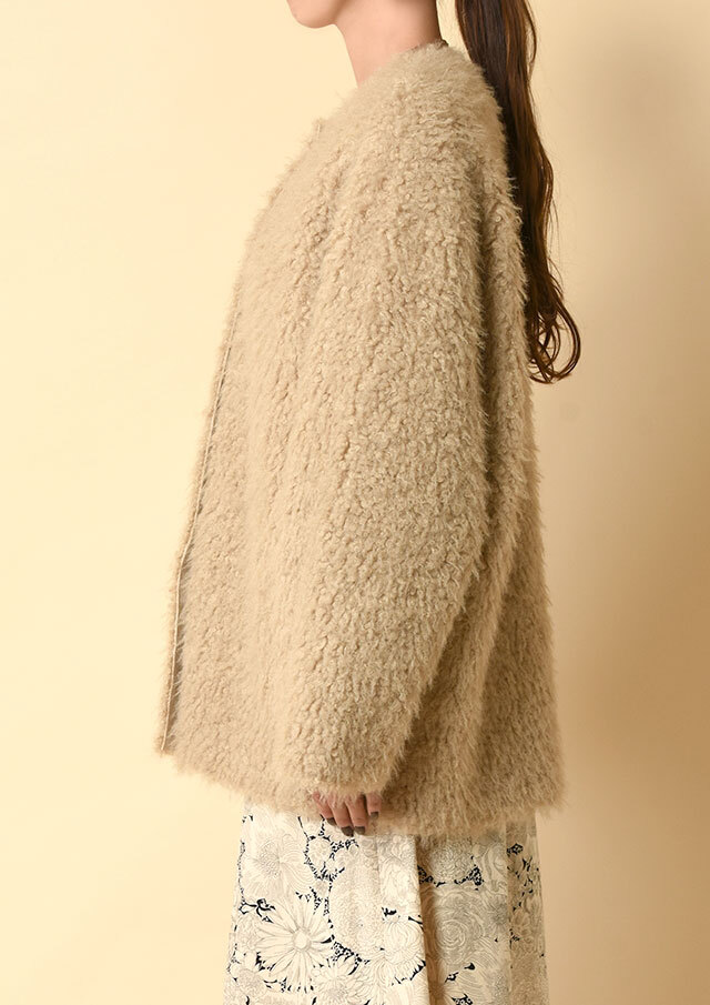 エコファーリバーシブルノーカラーミドルコート