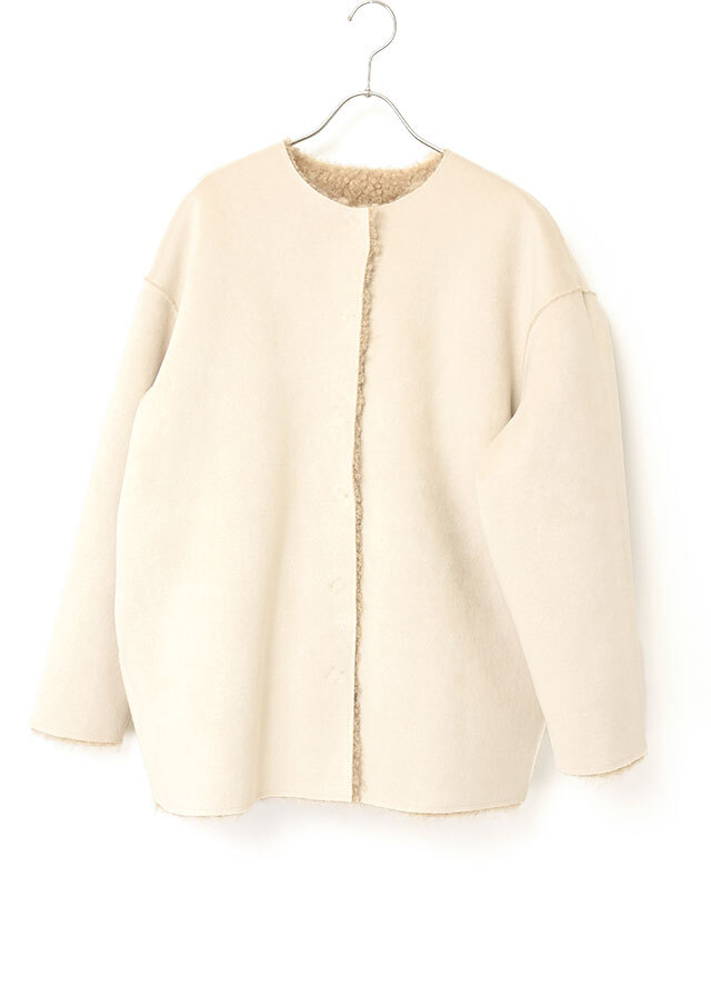 エコファーリバーシブルノーカラーミドルコート