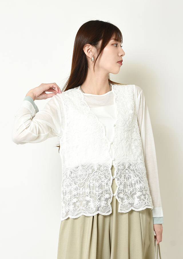 ◆立体コード刺繍レースジレ【6266-333】【26】