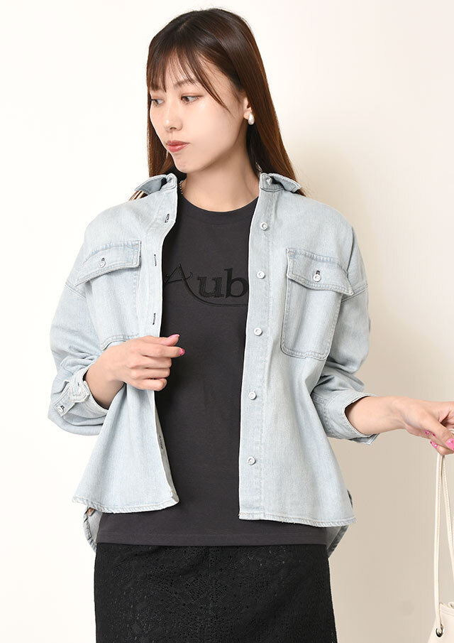 ◆HealthyDENIM|ヘルシーデニム|ショートオーバーシャツ|AlmondMilk【68967903】【26】