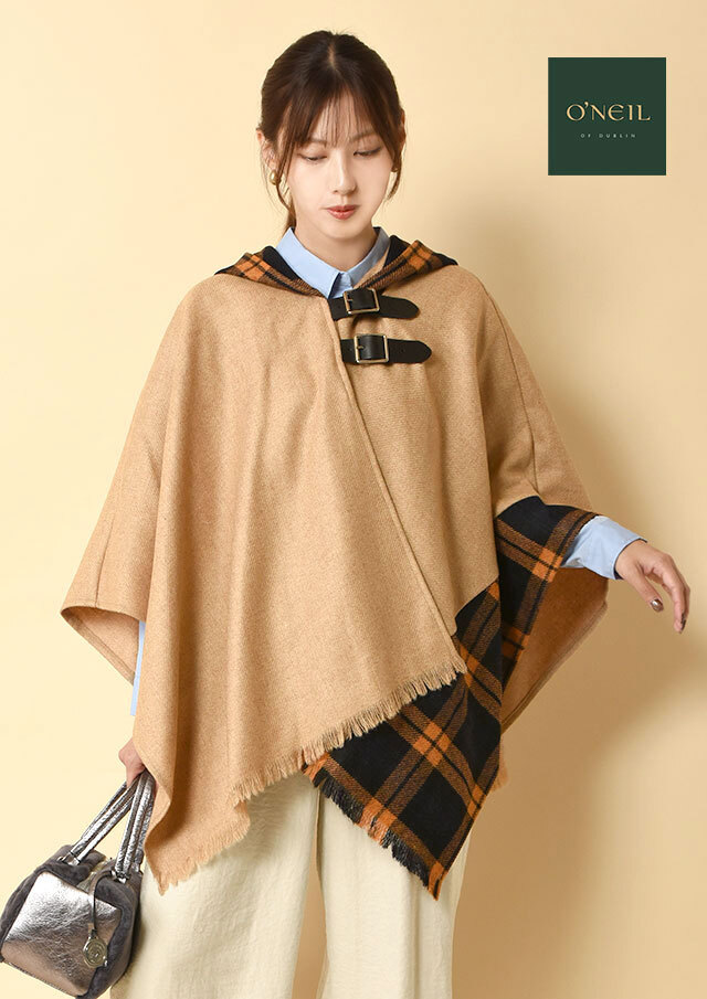◆ONeil_of_Dublin｜オニール・オブ・ダブリン｜ツイードコンビフーデットケープ【C253】【26】