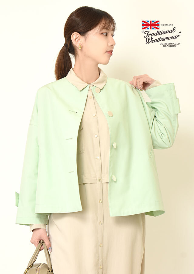 ◆TraditionalWeatherwear|トラディショナルウェザーウェア|MaltonNoCollarShort|撥水ノーカラーショートコート【CO0466RO】【26】