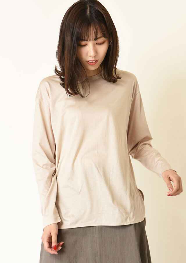 テンセルコットン天竺ロングtシャツ