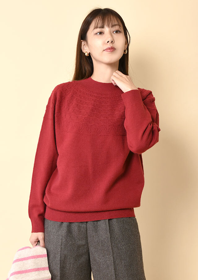 ホールガーメント求心柄プルオーバーニット