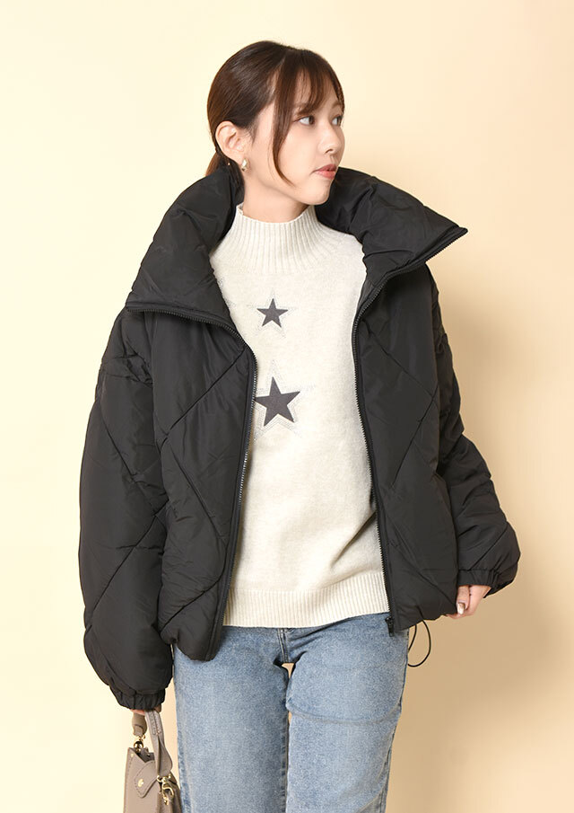 ◆300Tマイクロタフタミドル丈中綿ブルゾン【H197-25676】【61】