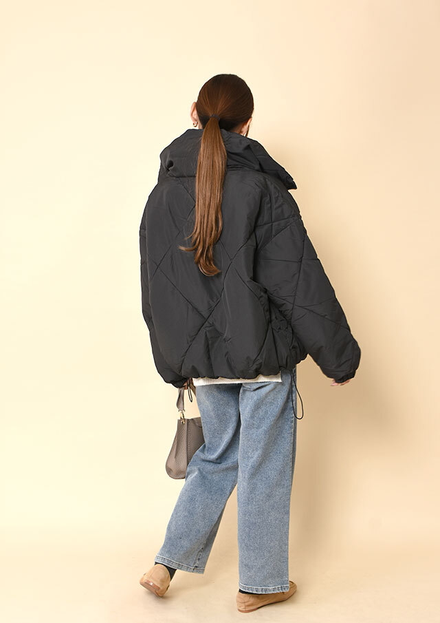 300Tマイクロタフタミドル丈中綿ブルゾン