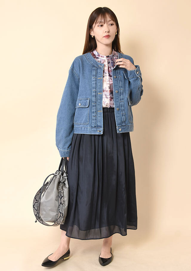 シルキーシャンブレーギャザースカート