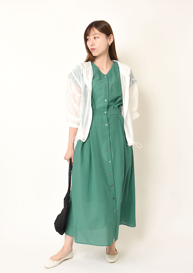ドライタッチボイルフレアシャツワンピース