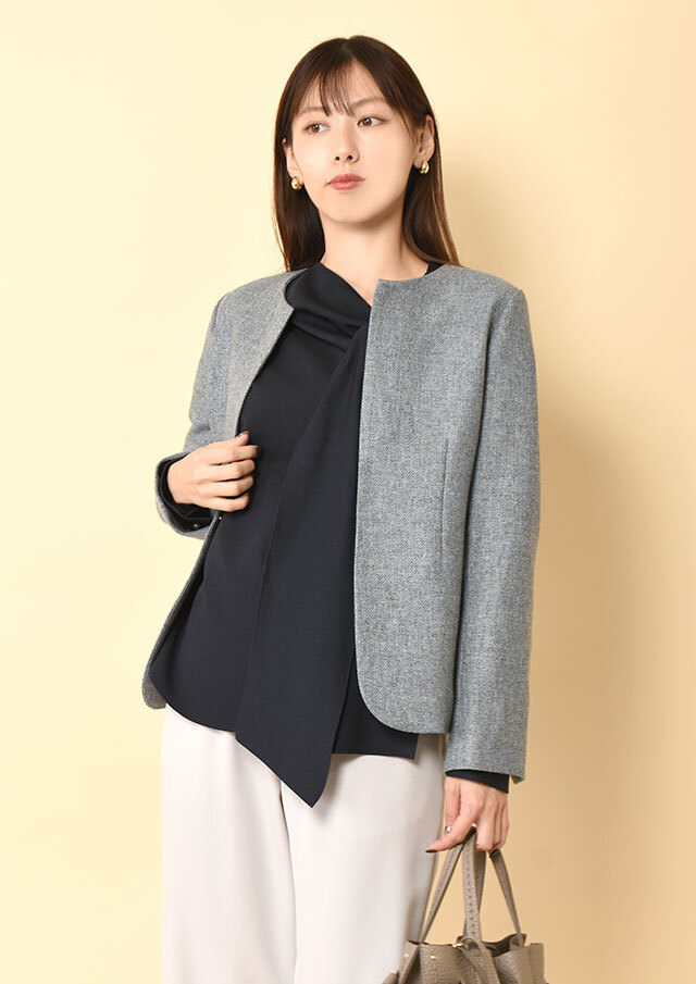 MIXツイードノーカラージャケット