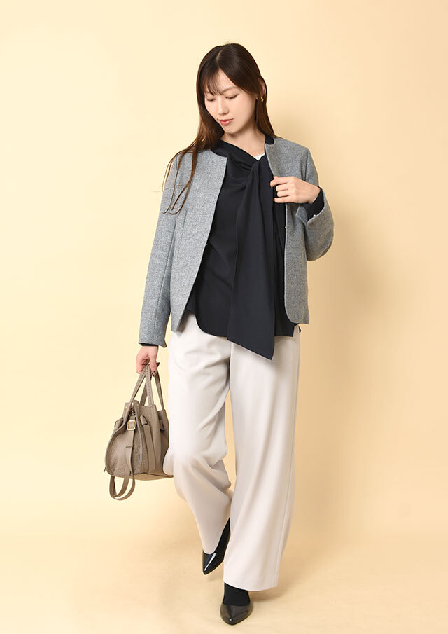 MIXツイードノーカラージャケット