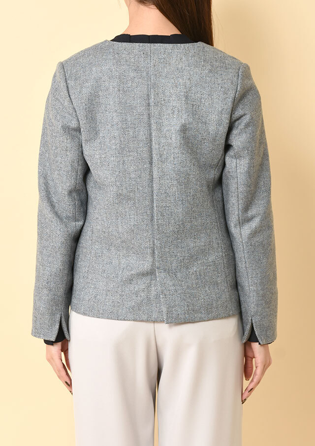 45R ミックスツイードノーカラージャケット MIXツイードノーカラージャケット