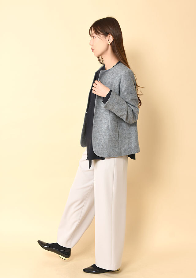 MIXツイードノーカラージャケット