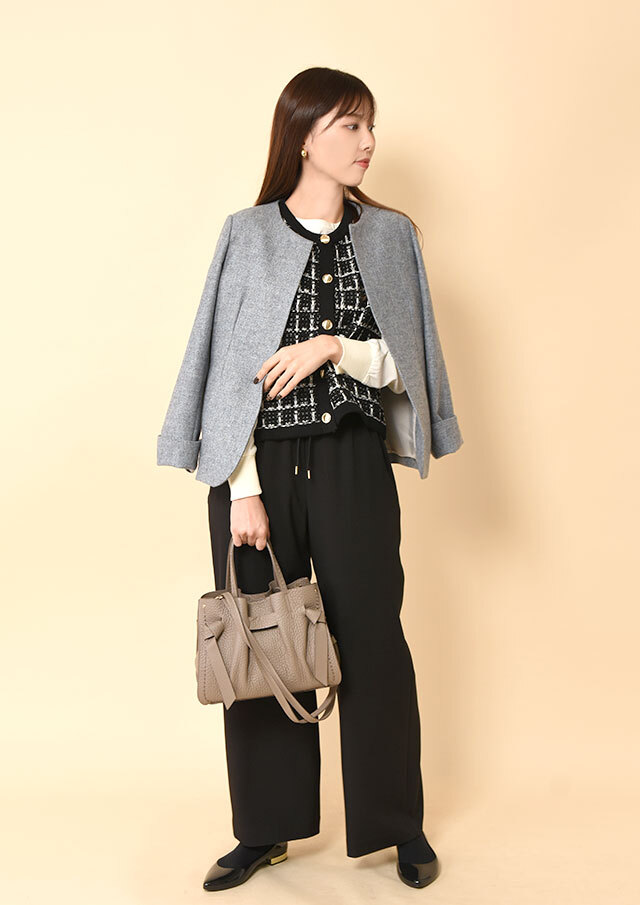 MIXツイードノーカラージャケット