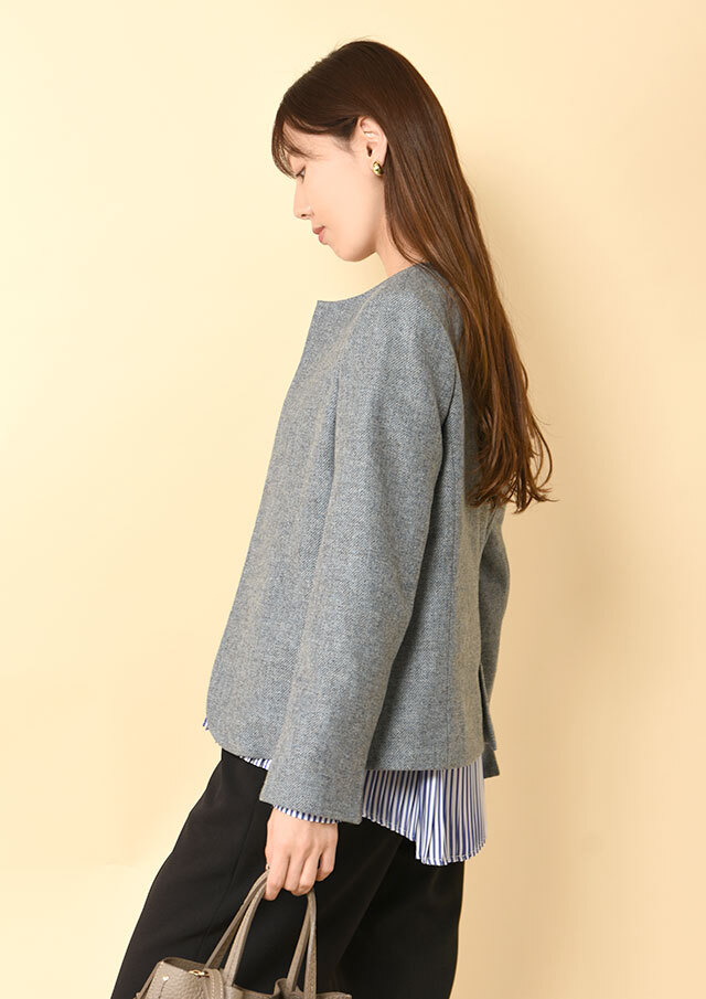 MIXツイードノーカラージャケット