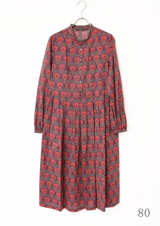 専用ハンドメイドリバティウエスト切り替えワンピース リバティバンドカラーウエスト切替ワンピース