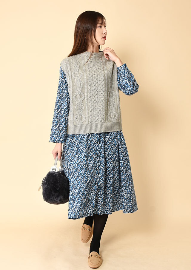 ◆リバティバンドカラーAラインワンピース【H2533512SY】【27】