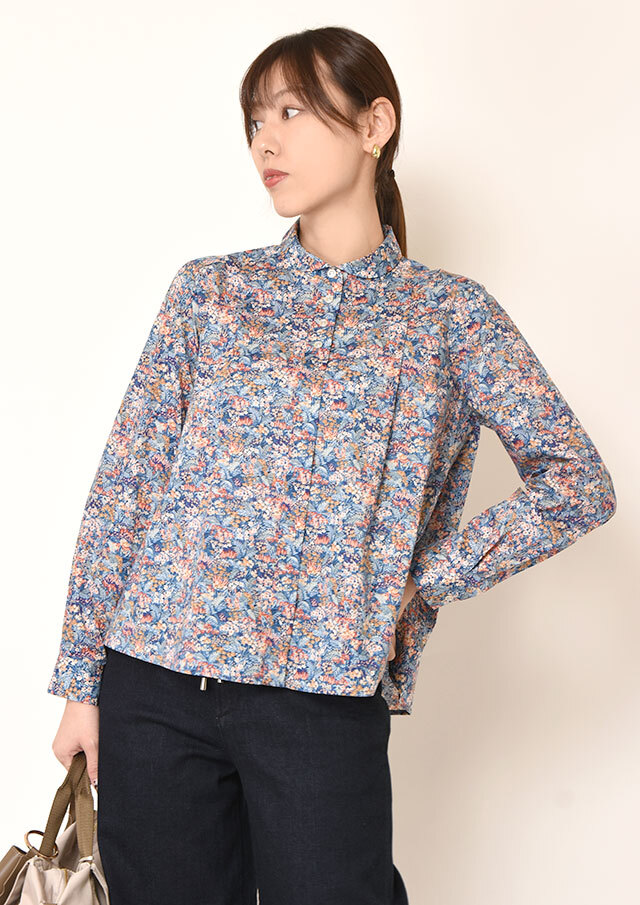 ◆リバティ丸衿Aラインシャツ【H2533517】【27】