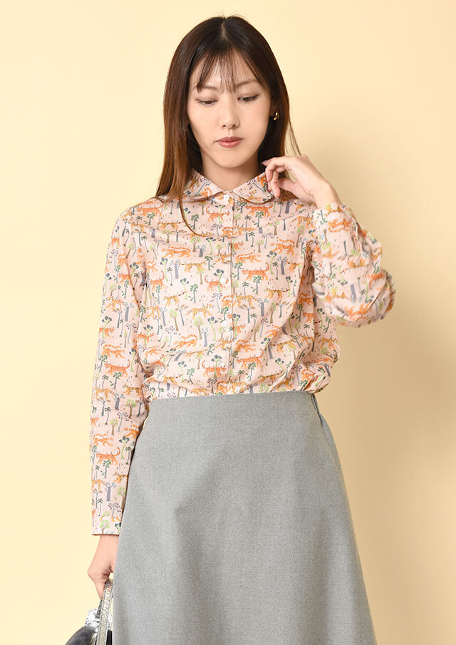 ◆リバティ丸襟レギュラーシャツ【H2533522PN】【27】