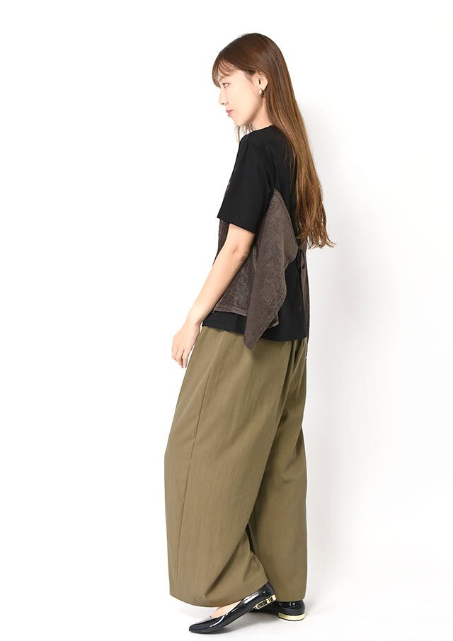 リヨセルブレンドタックワイドパンツ