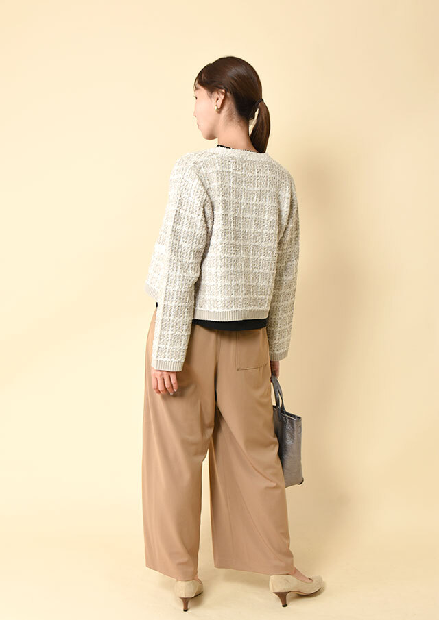 NINA RICCI ベージュ ワイドパンツ　34サイズ ポンチタックワイドパンツ