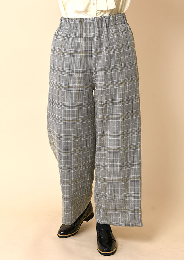 ◆グレンチェックワイドパンツ【H30661】【26】
