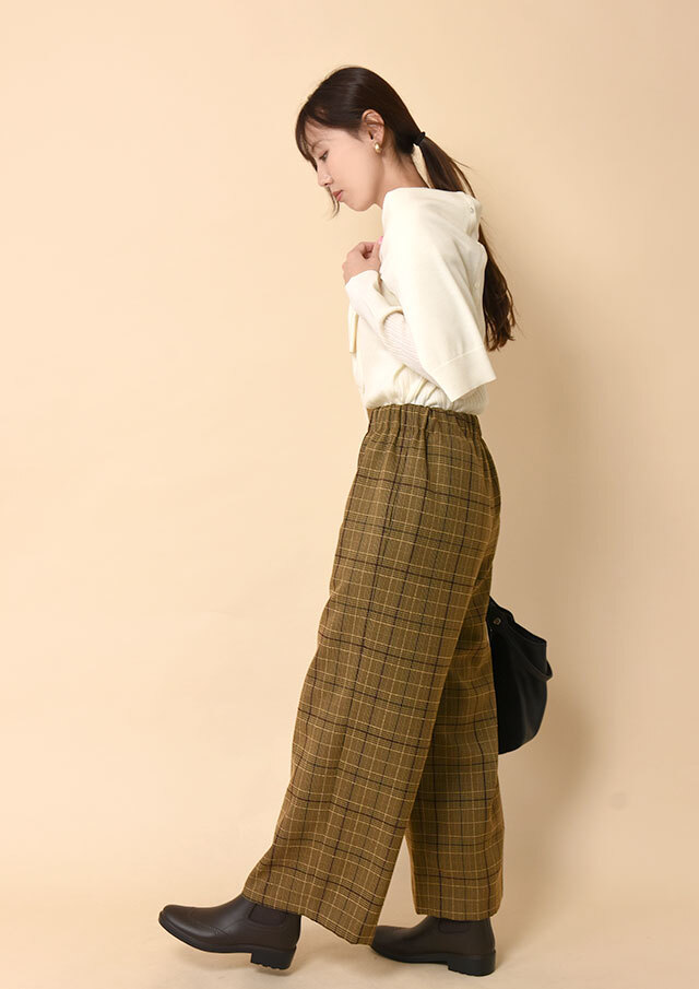 グレンチェックワイドパンツ