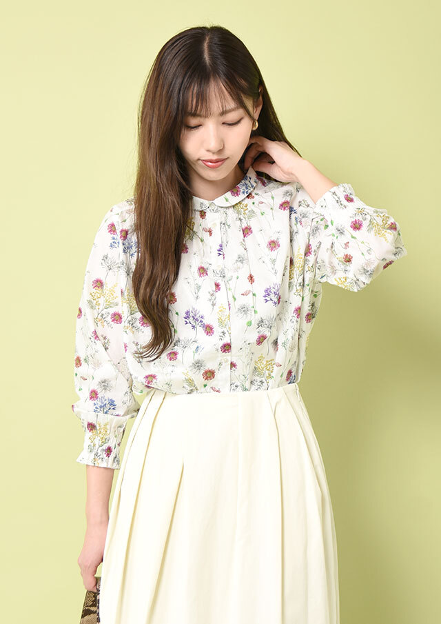 ◇◆リバティちび衿シャーリングシャツ【H42535951】【26】