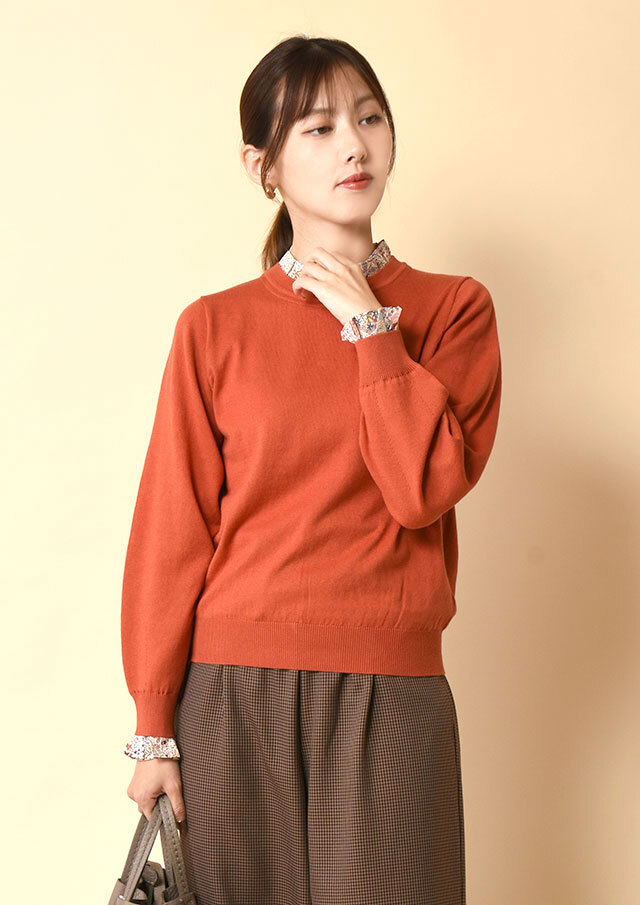 ◆コットンカシミヤリバティフリル付きプルオーバーニット【H42553622】【26】