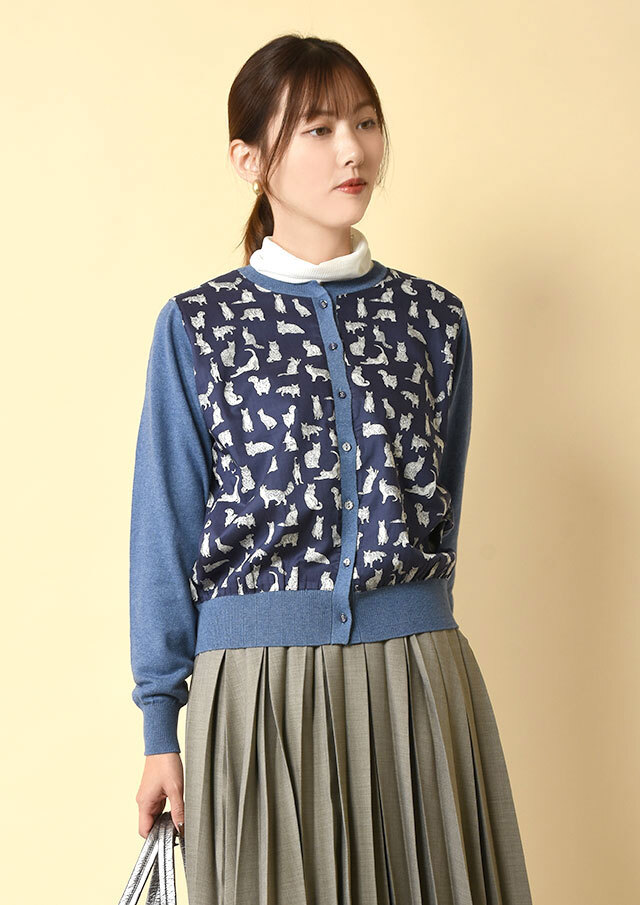 ◆コットンカシミヤフロントリバティクルーネックカーディガン【H42553633】【26】