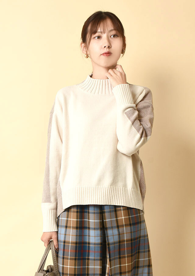 ◆モールバイカラーハイネックプルオーバーニット【H523819】【26】