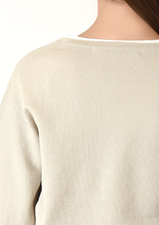 コットンブレンドタイトVネックミドルカーディガン