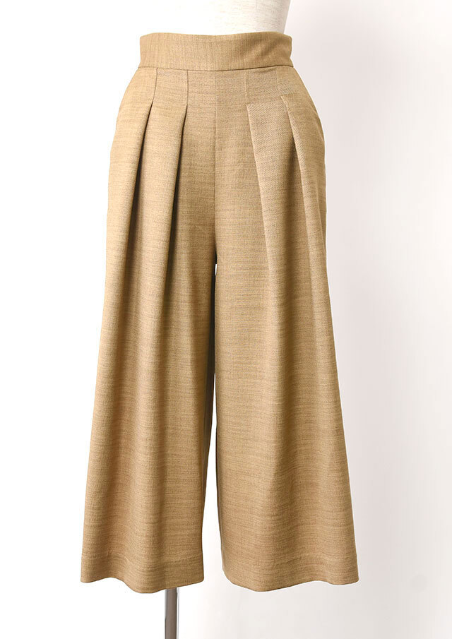 ◆リネンライクタックフレアクロップドパンツ【H560004】【26】