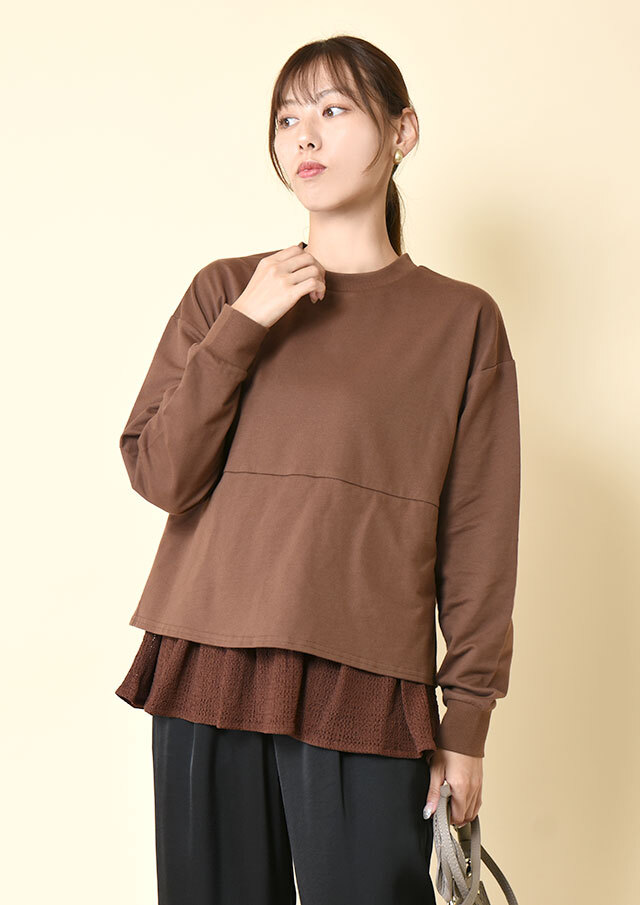 ◆ミニ裏毛裾メッシュ使いプルオーバーカットソー【H5M015102】【80】