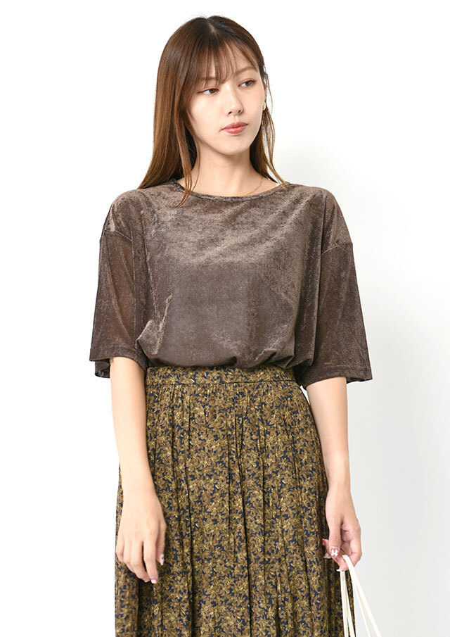 ◇◆シアーベロア5分袖プルオーバーカットソー【H603809】【26】