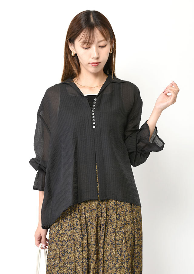 シアーストライプシャツ